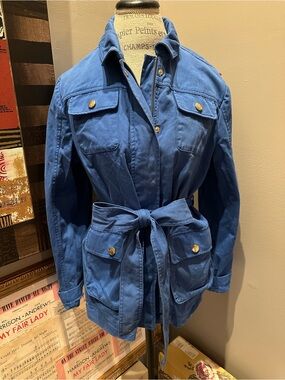 Draper James Blue Tie-Waist Utility Jacket